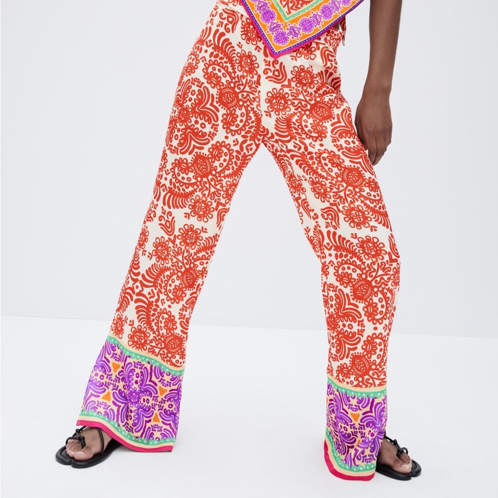 Zara Printed Pajama Style Pants